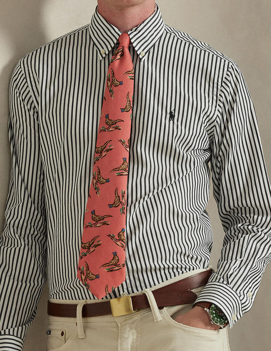 Camisa business casual Polo Rl de algodón manga larga para hombre
