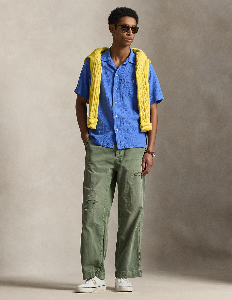 Camisa casual Polo Rl manga al codo para hombre 3