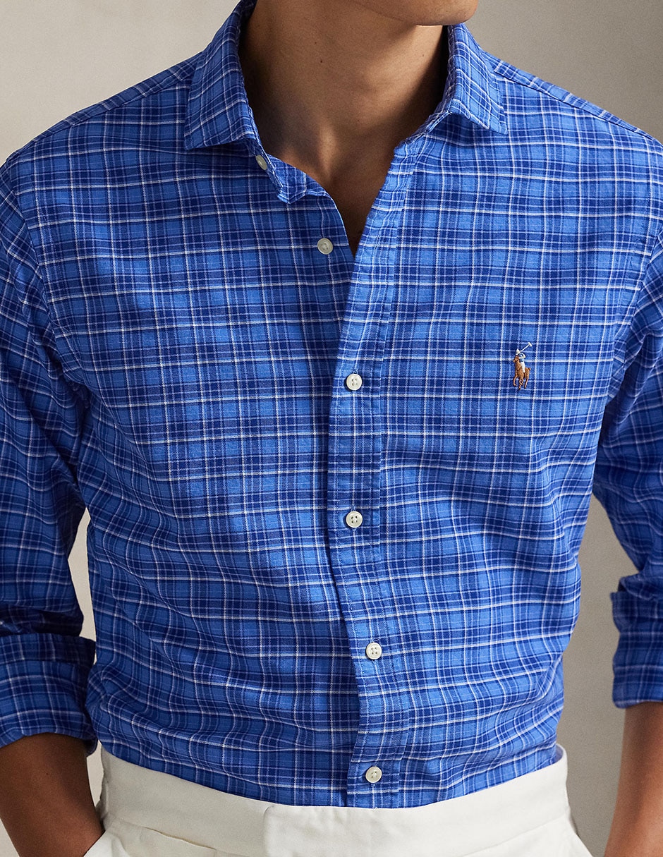 Camisa business casual de algodón manga larga para hombre