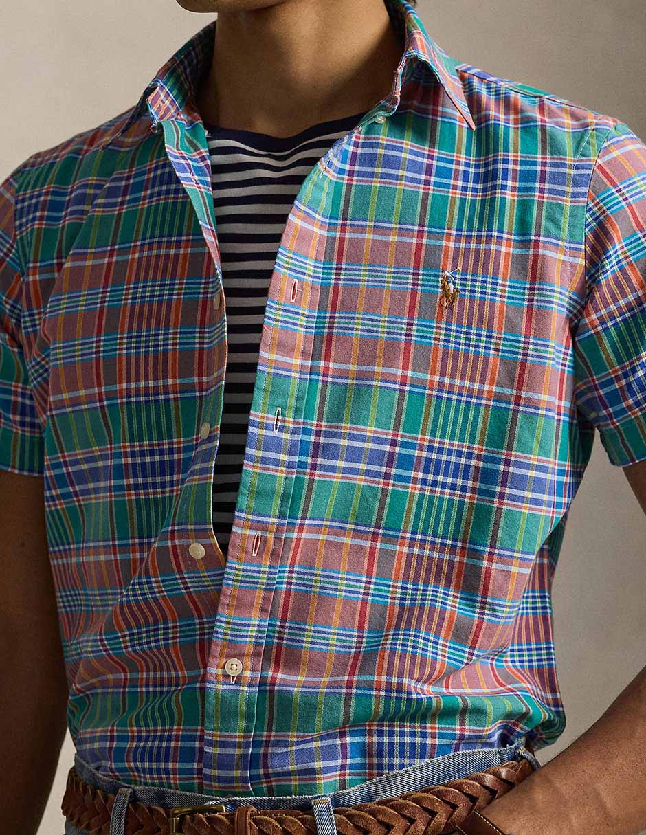 Camisa casual de algodón manga corta para hombre 7
