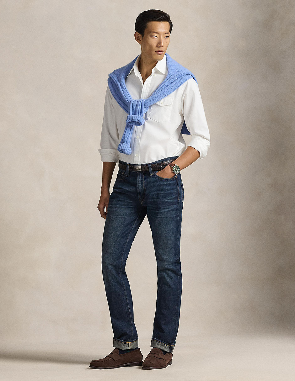 Jeans business casual slim de algodón para hombre 3