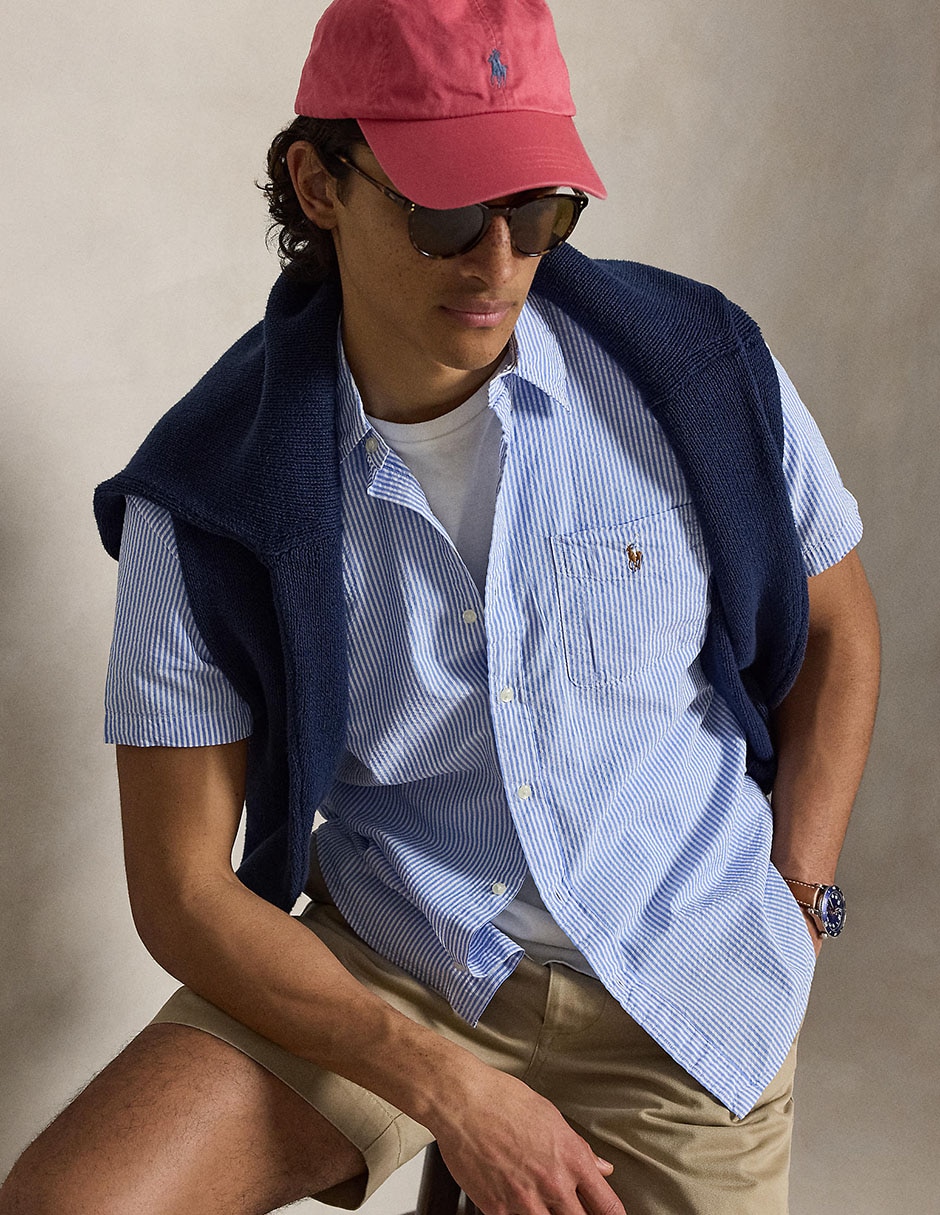 Sobrecamisa casual de algodón manga corta para hombre 4