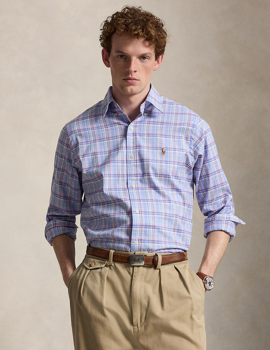 Camisa business casual Polo Rl de algodón manga larga para hombre Camisa business casual Polo Rl de algodón manga larga para hombre