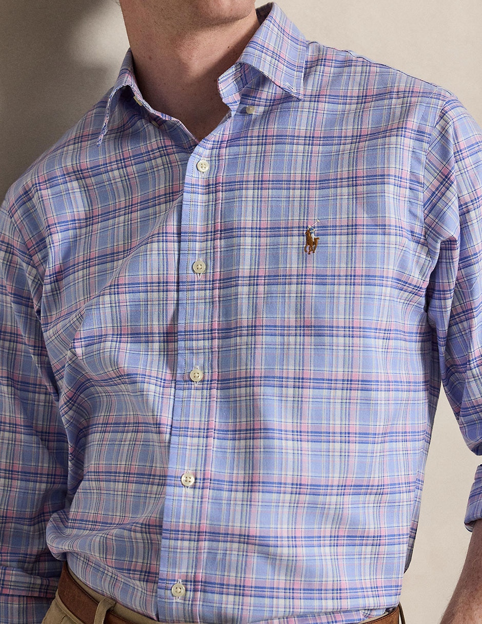 Camisa business casual Polo Rl de algodón manga larga para hombre 4