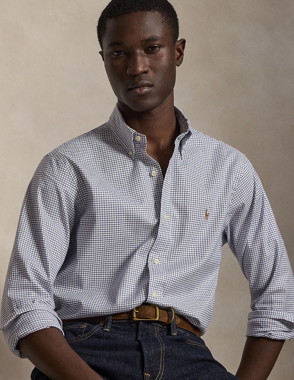 Camisa business casual de algodón manga larga para hombre 8