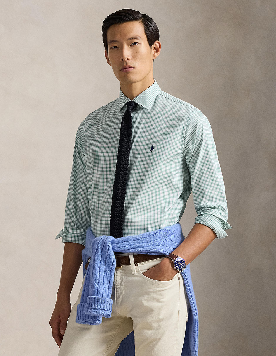 Camisa casual Polo RL de algodón manga larga para hombre Camisa casual Polo RL de algodón manga larga para hombre