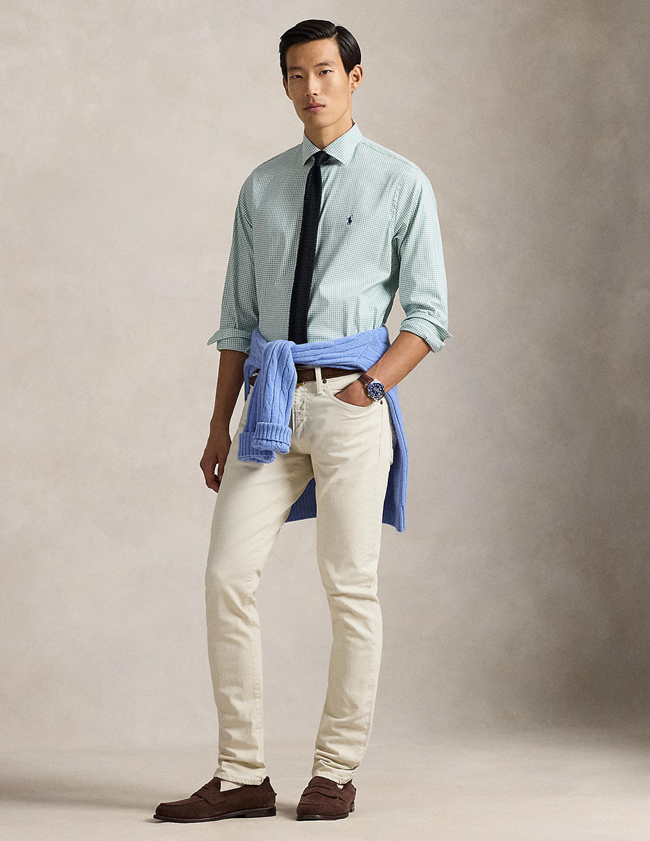 Camisa casual Polo RL de algodón manga larga para hombre 3