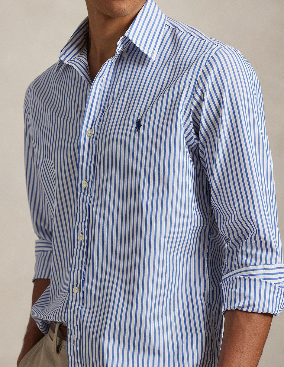 Camisa casual Polo Rl de algodón manga larga para hombre 4