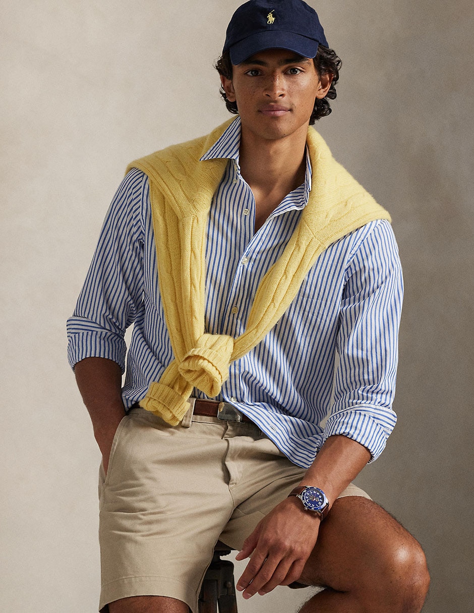 Camisa casual Polo Rl de algodón manga larga para hombre 5