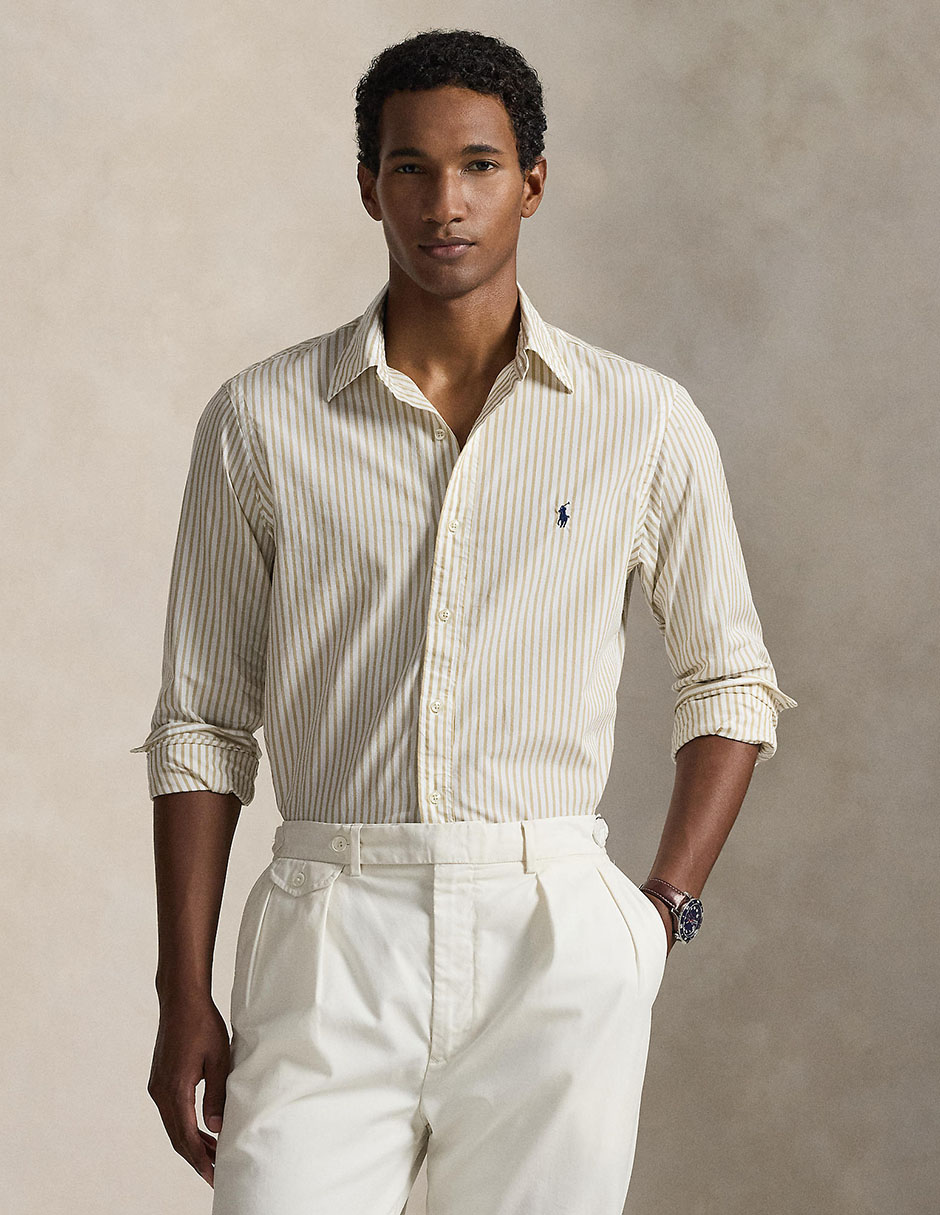 Camisa casual Polo Rl de algodón manga larga para hombre Camisa casual Polo Rl de algodón manga larga para hombre
