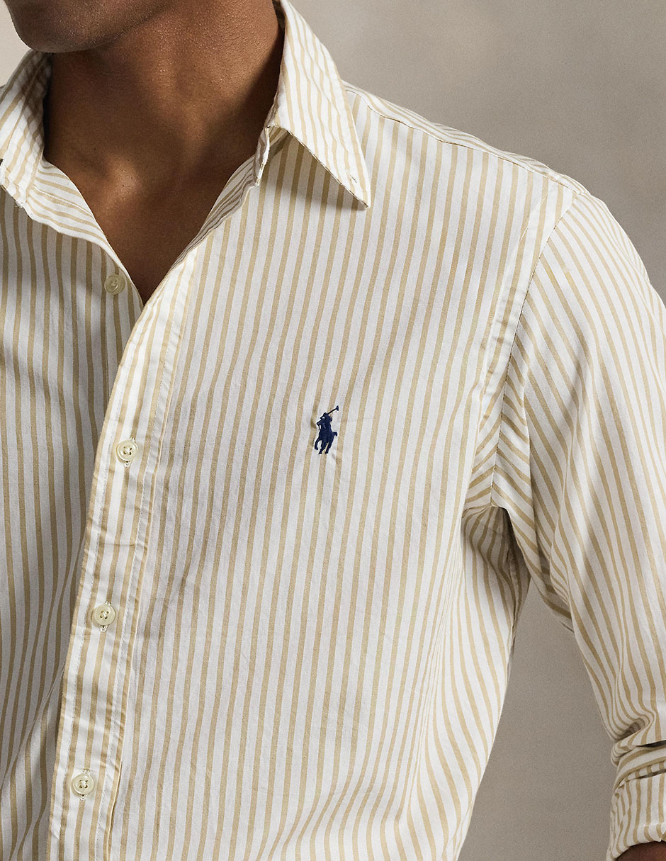 Camisa casual Polo Rl de algodón manga larga para hombre