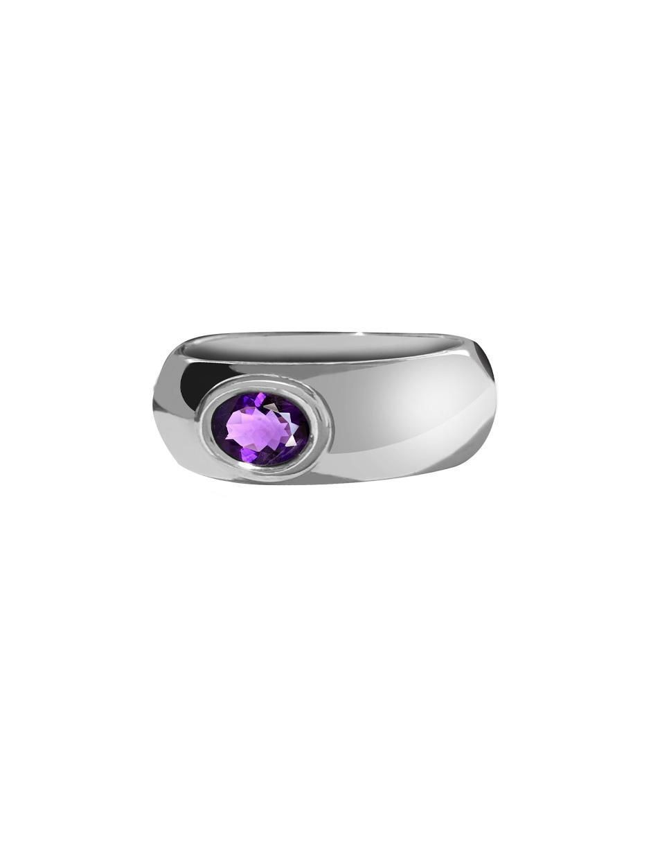 Anillo de oval P 925 de plata amatista brillante Anillo de oval P 925 de plata amatista brillante