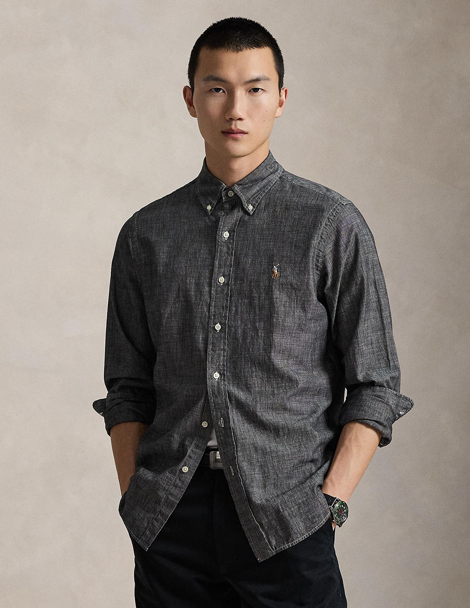 Camisa business casual de algodón manga larga para hombre