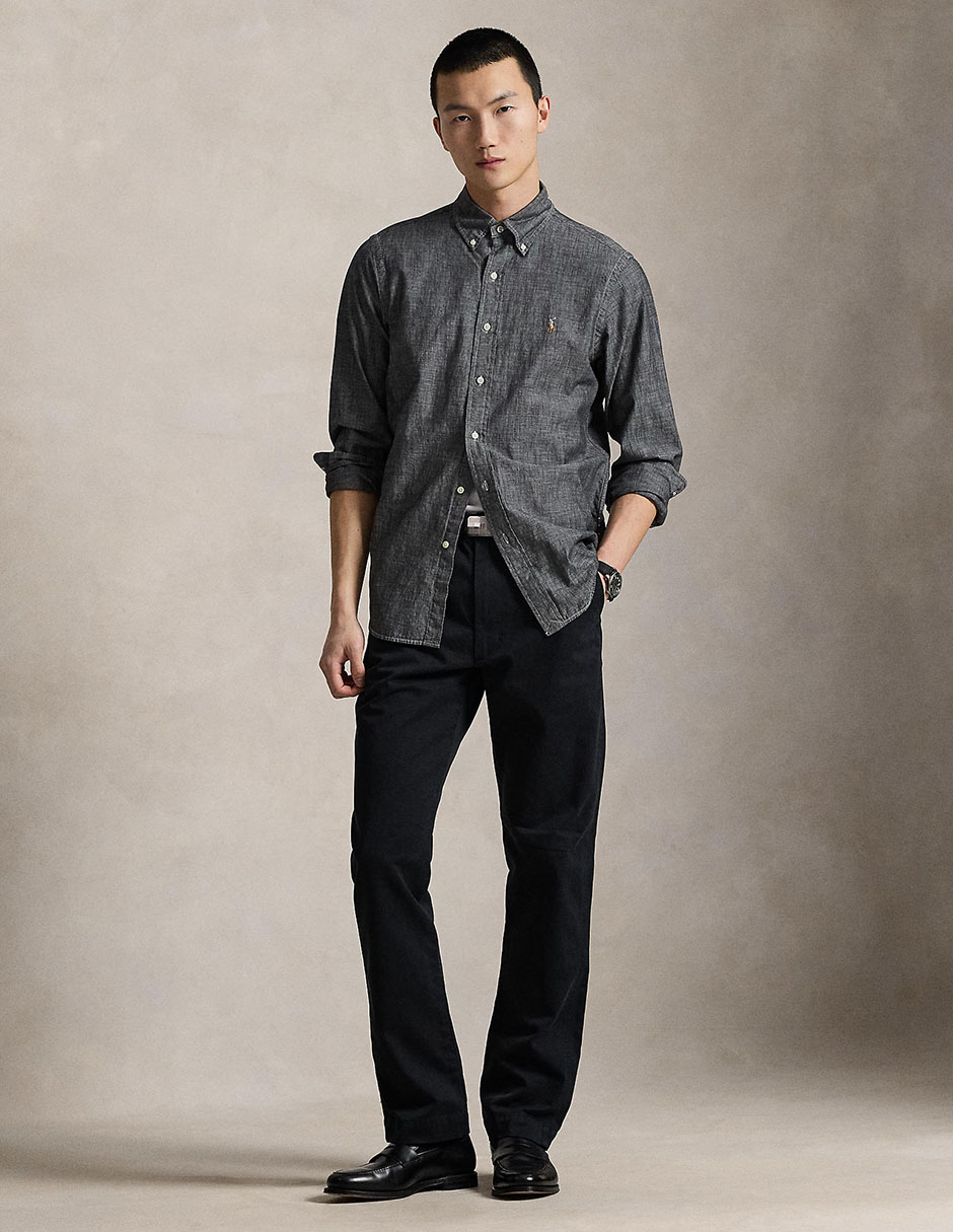 Camisa business casual de algodón manga larga para hombre