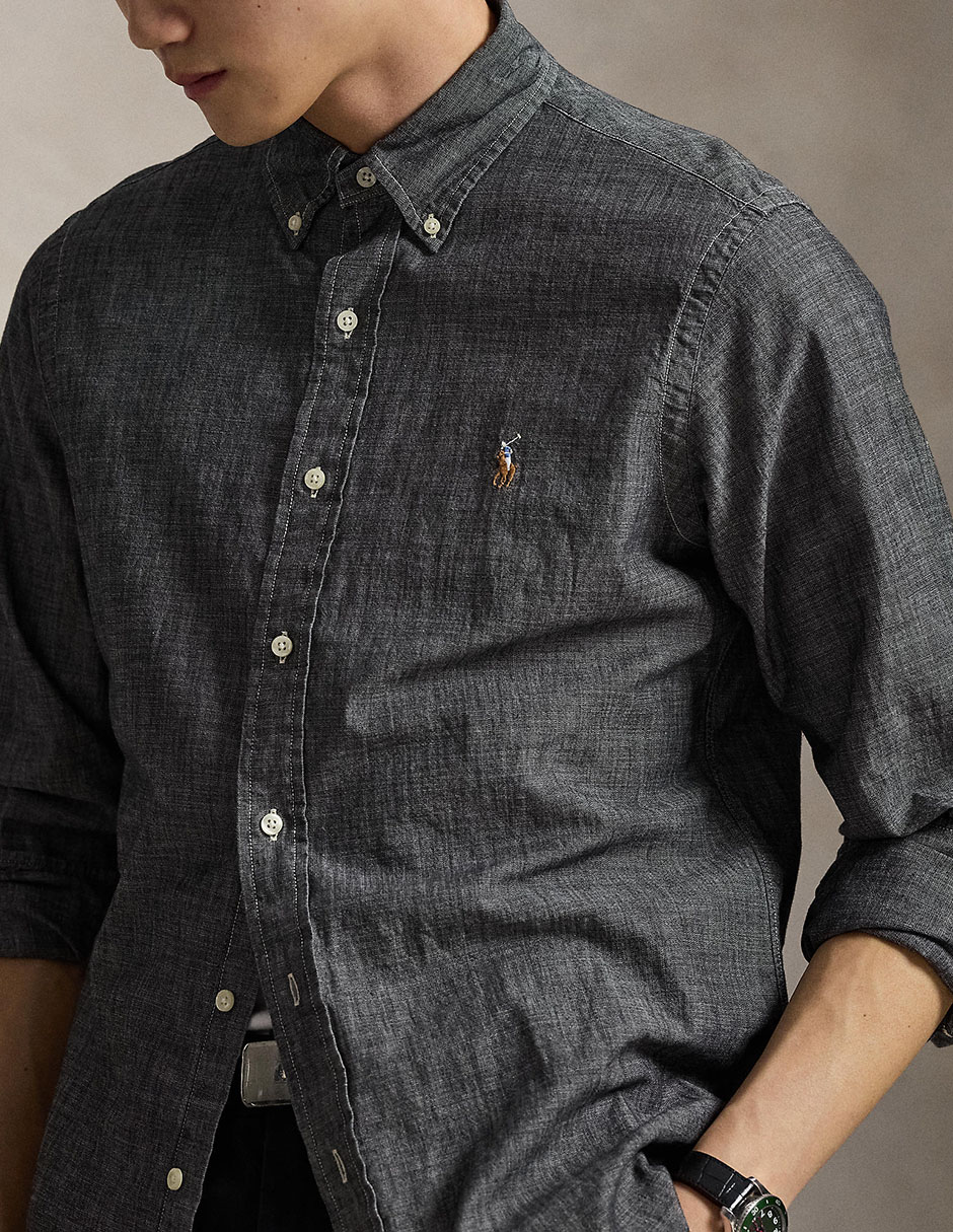 Camisa business casual de algodón manga larga para hombre