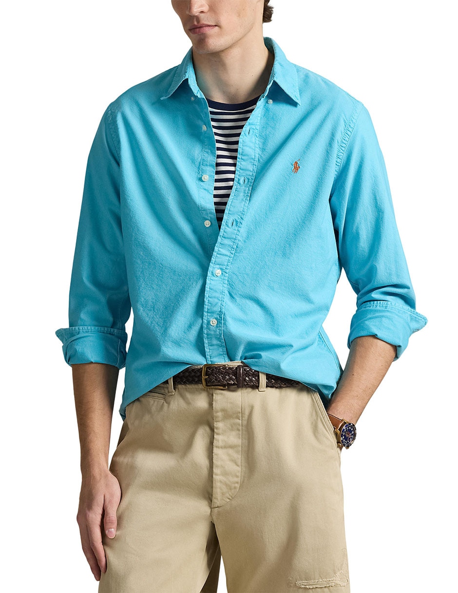 Camisa business casual Polo Rl de algodón manga larga para hombre 4