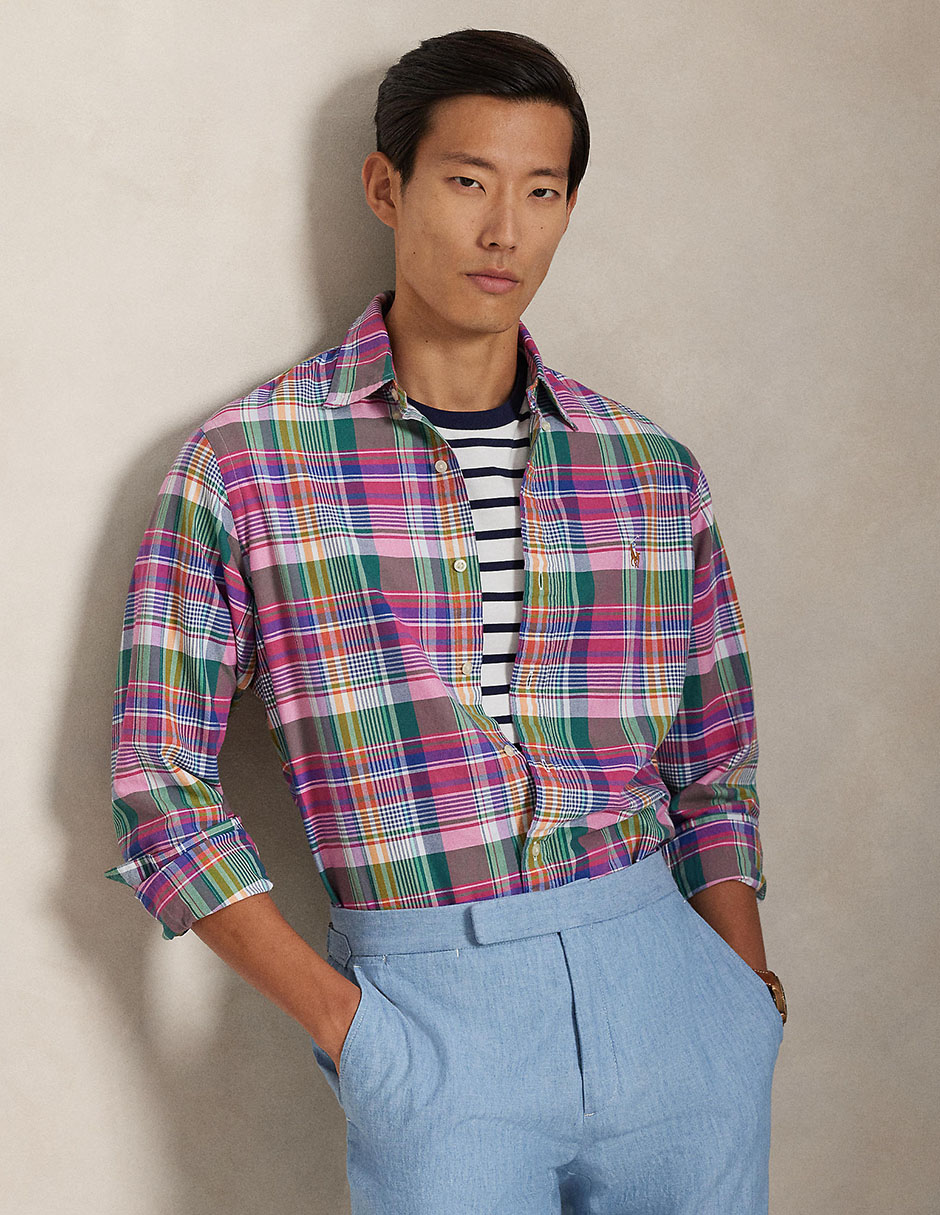 Camisa business casual de algodón manga larga para hombre