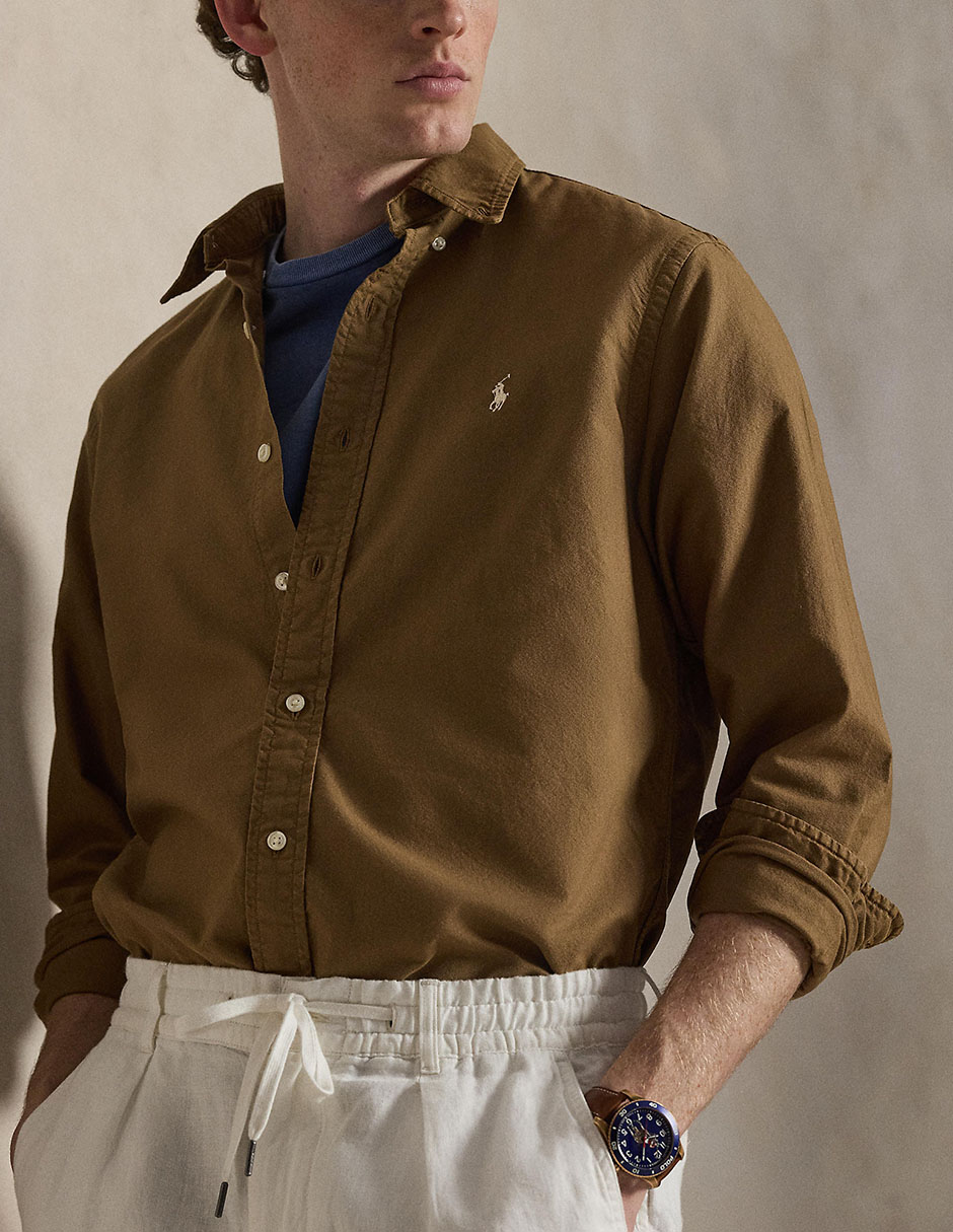 Camisa casual Polo Ralph Lauren de algodón manga larga para hombre