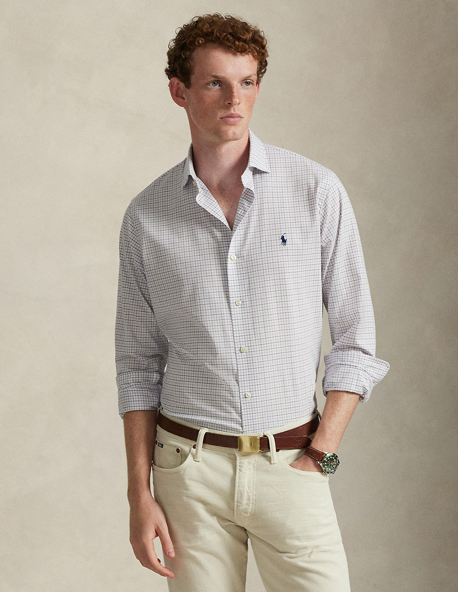 Camisa casual Polo Rl de algodón manga larga para hombre Camisa casual Polo Rl de algodón manga larga para hombre