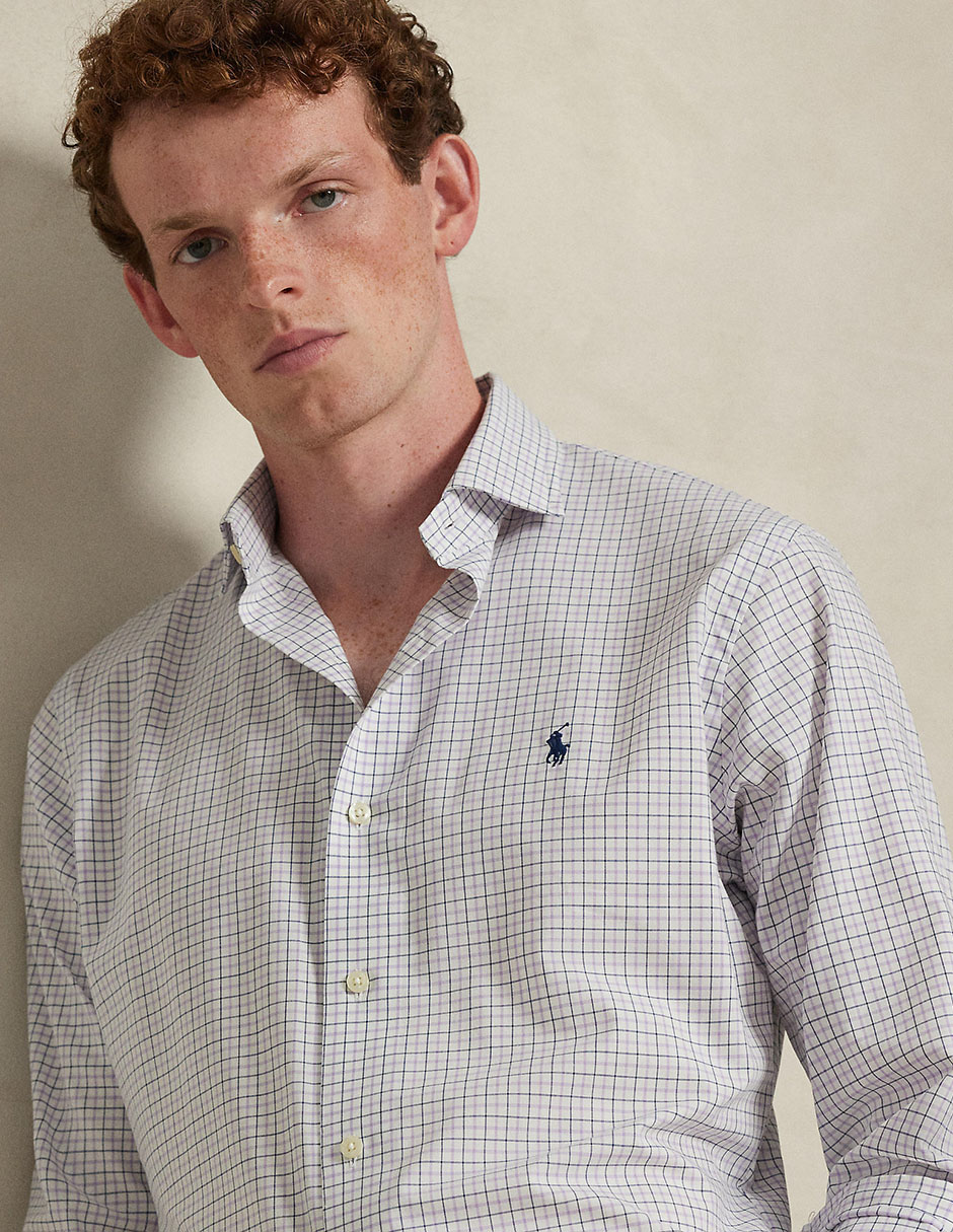 Camisa casual Polo Rl de algodón manga larga para hombre 4