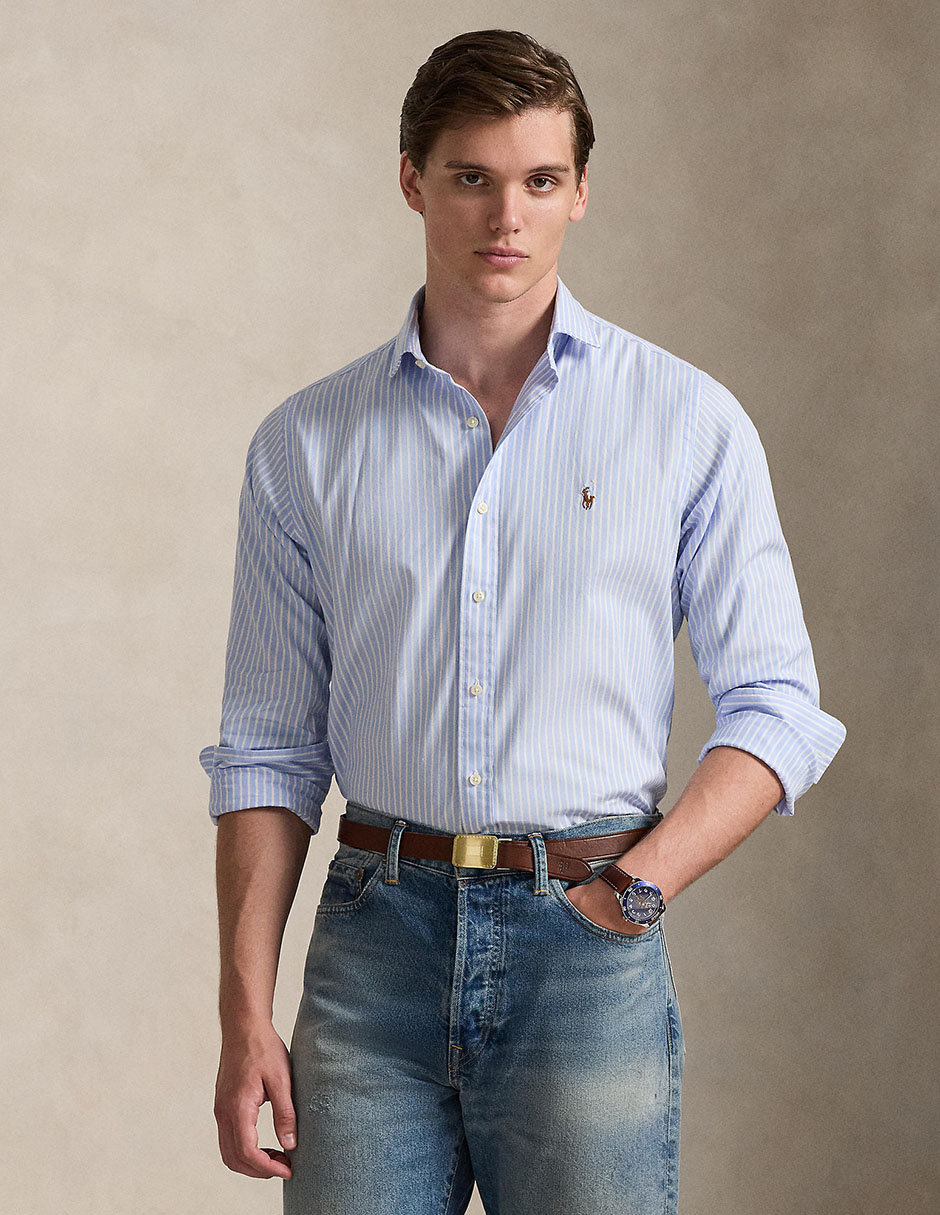 Camisa casual de algodón manga larga para hombre