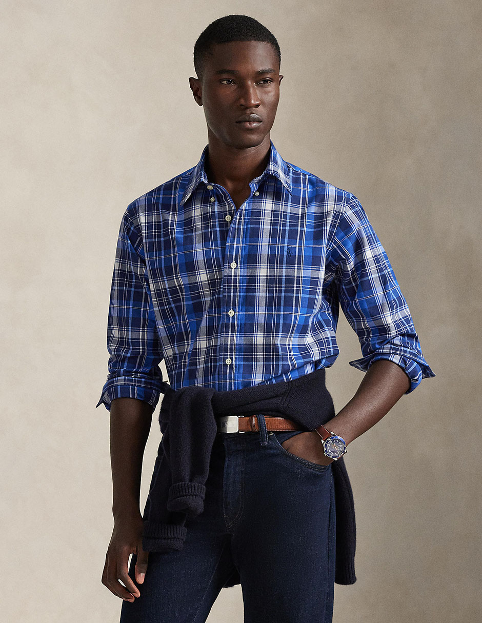 Camisa casual Polo Rl manga larga para hombre