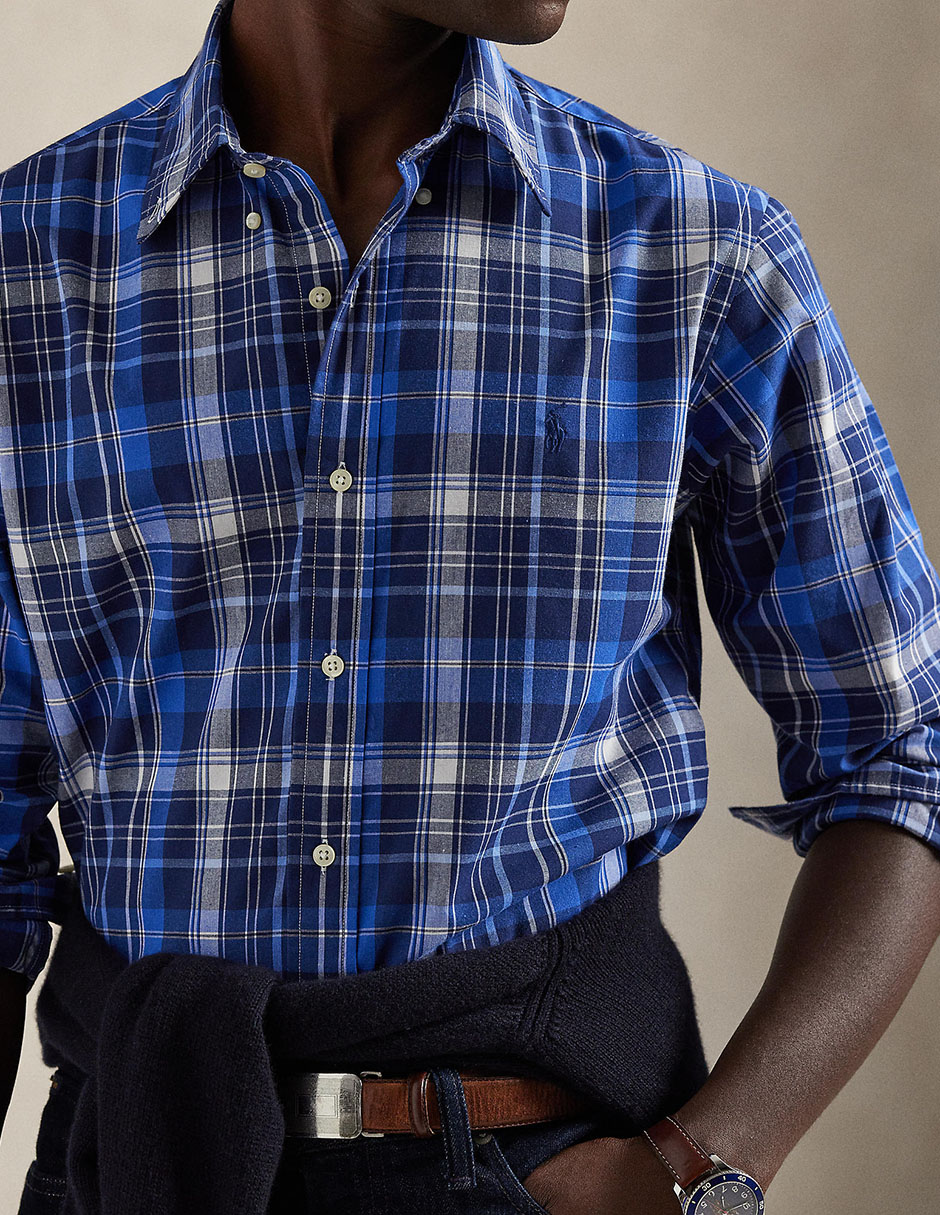 Camisa casual Polo Rl manga larga para hombre 4