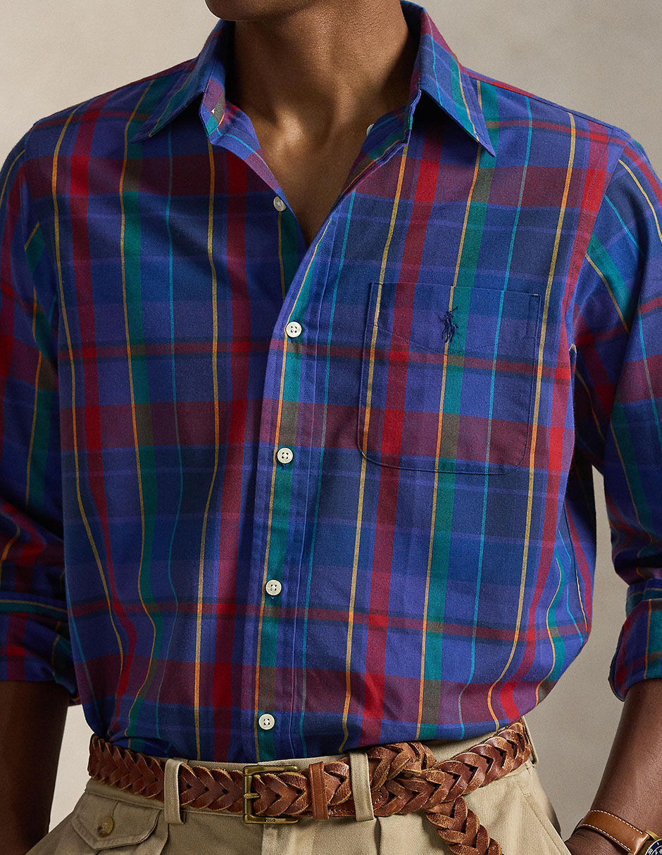 Camisa business casual Polo Rl manga larga para hombre 4