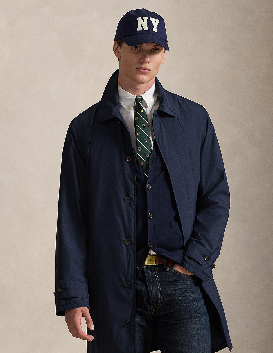 Abrigo impermeable con bolsillos para hombre