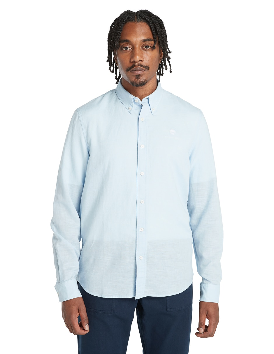 Camisa casual de algodón manga larga para hombre