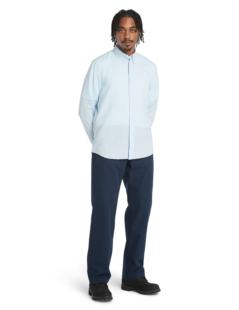 Camisa casual de algodón manga larga para hombre