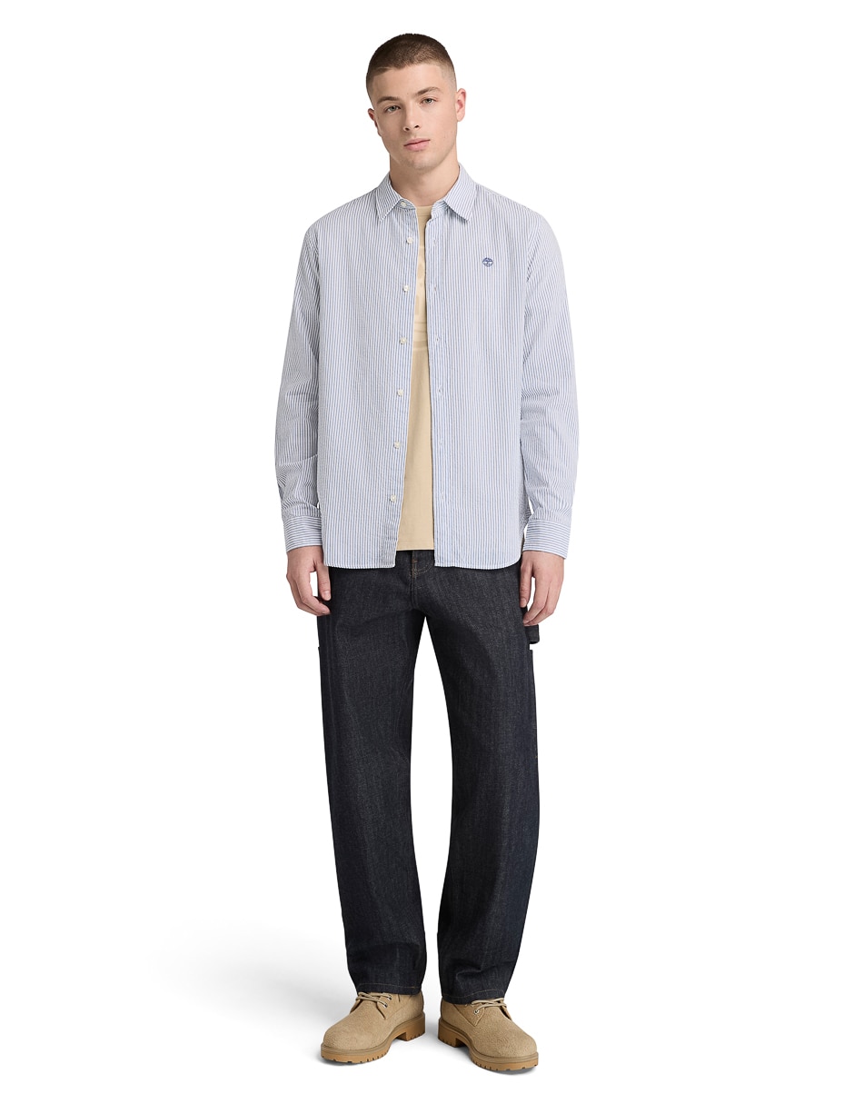 Camisa casual de algodón manga larga para hombre