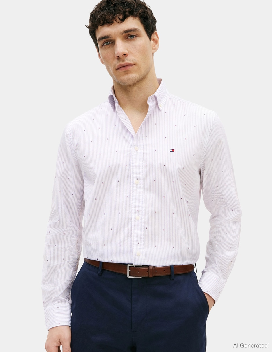 Camisa casual de algodón manga larga para hombre