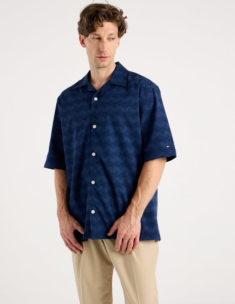 Camisa casual de algodón manga al codo para hombre