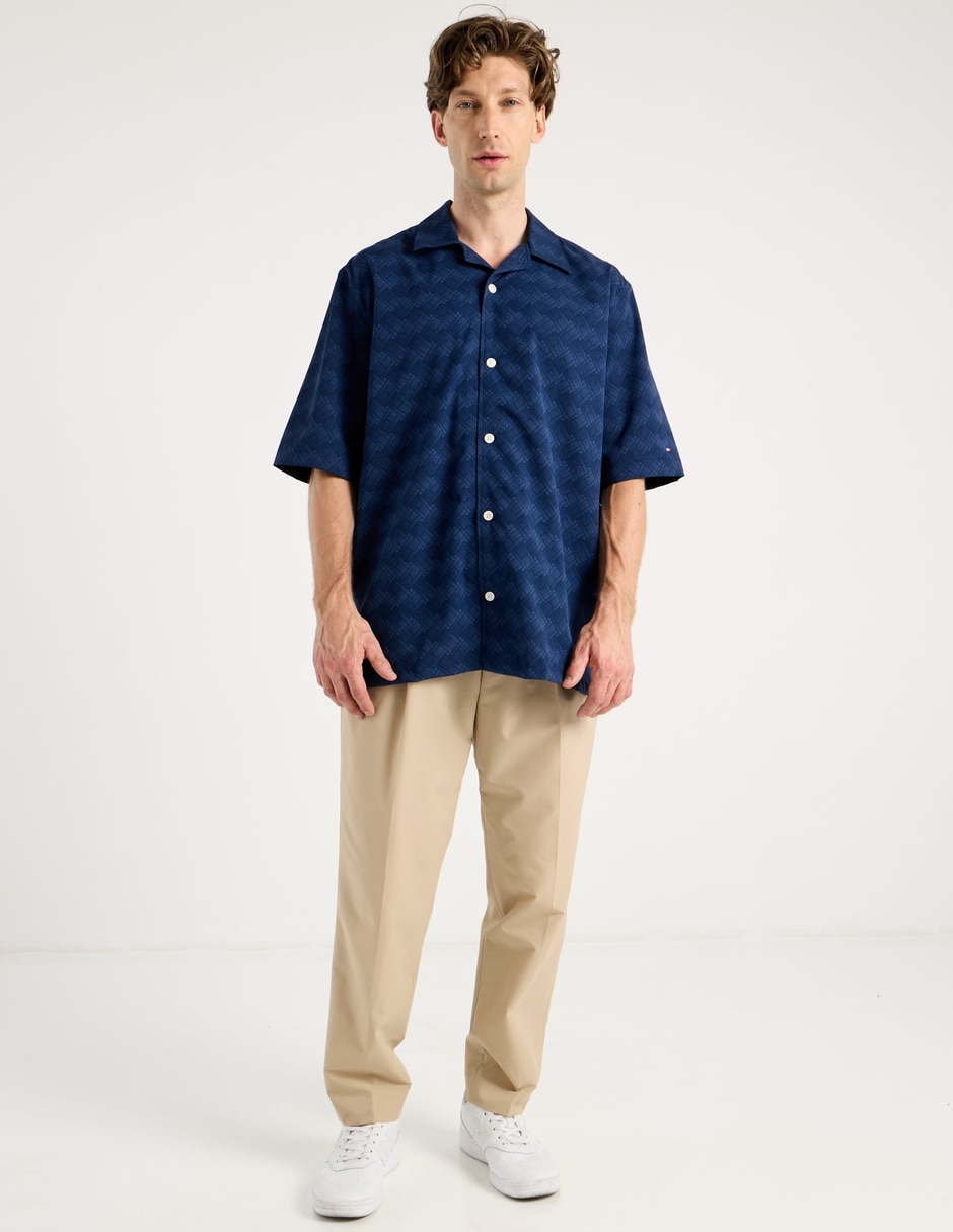 Camisa casual de algodón manga al codo para hombre