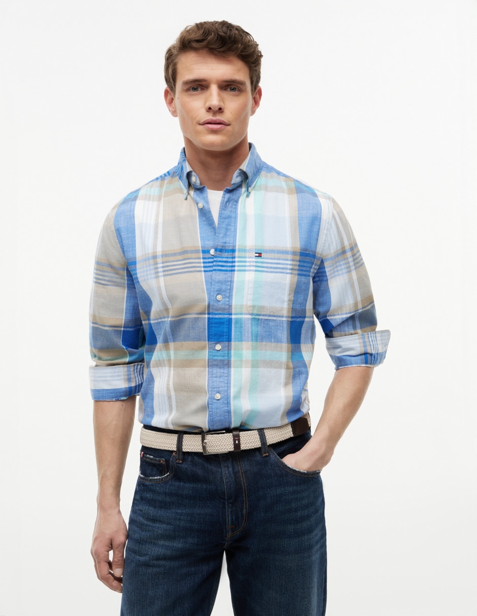 Camisa casual de algodón manga larga para hombre Camisa casual de algodón manga larga para hombre