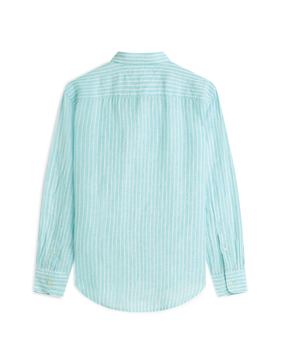 Camisa casual Tommy Hilfiger de lino manga larga para hombre