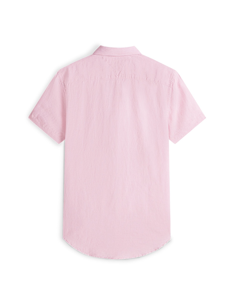 Camisa casual Hilfiger de lino manga corta para hombre 5