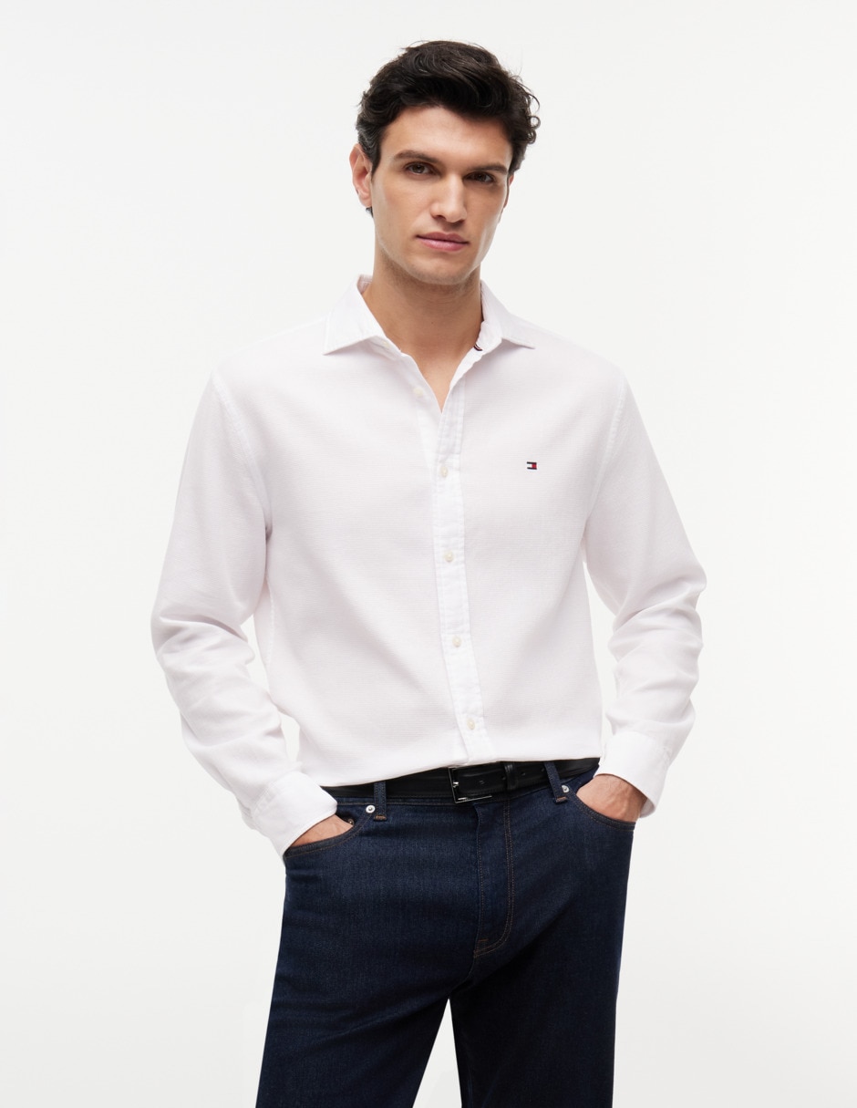 Camisa casual de algodón manga larga para hombre Camisa casual de algodón manga larga para hombre
