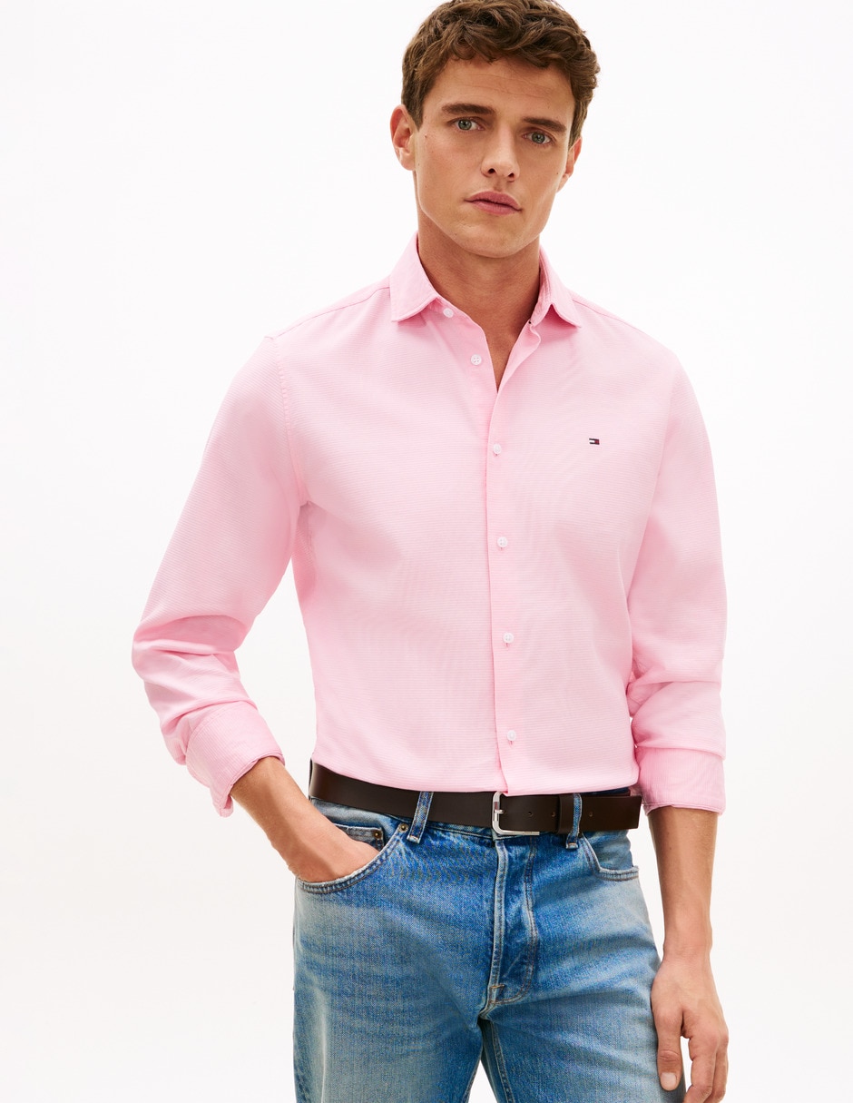 Camisa casual Hilfiger de algodón manga larga para hombre 1