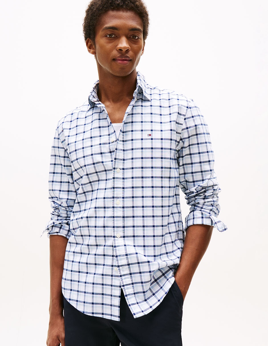 Camisa casual de algodón manga larga para hombre Camisa casual de algodón manga larga para hombre
