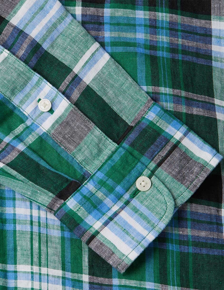 Camisa casual Tommy Hilfiger de lino manga larga para hombre