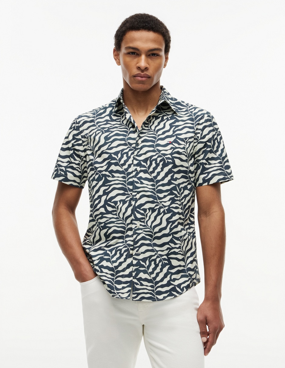 Camisa casual de algodón manga corta para hombre