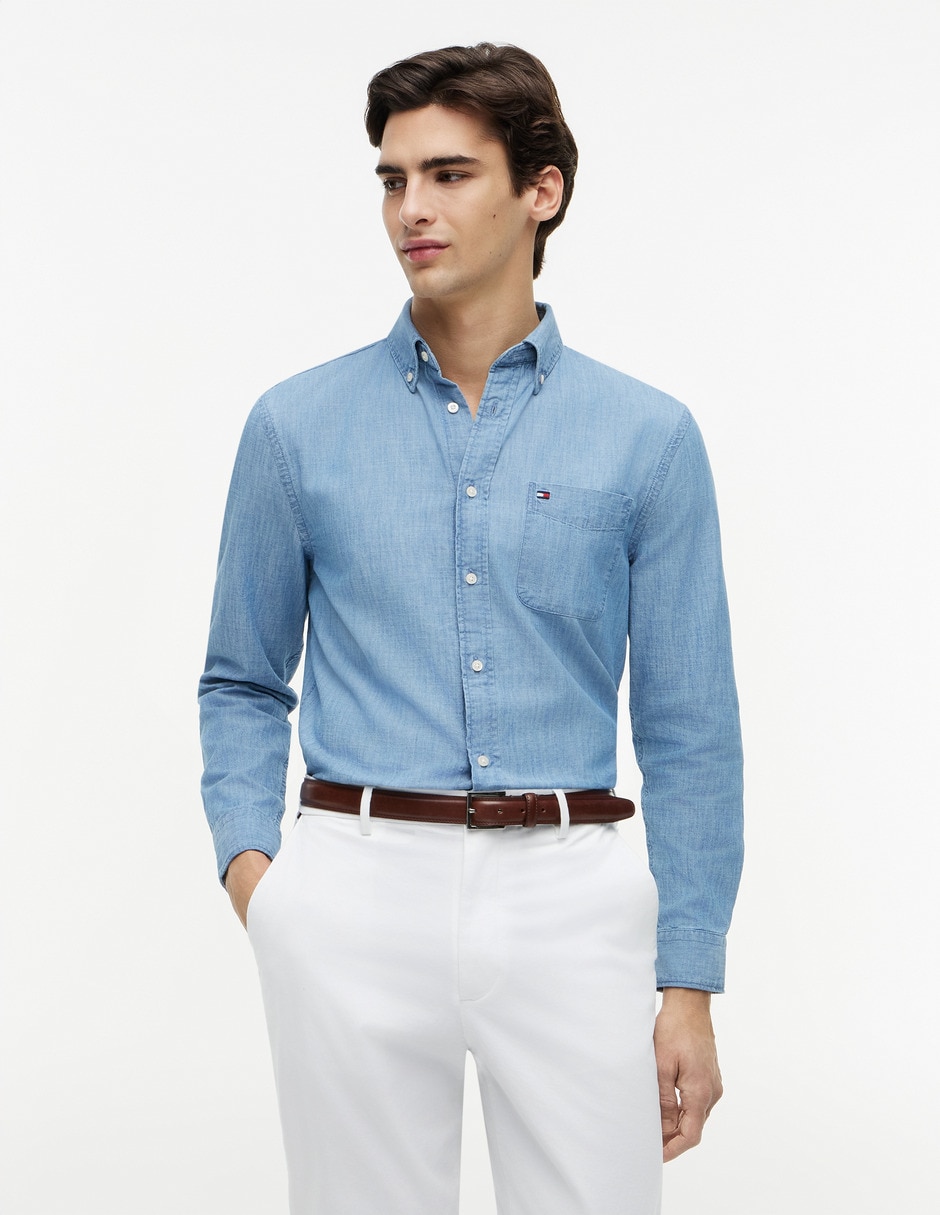 Camisa casual de algodón manga larga para hombre Camisa casual de algodón manga larga para hombre