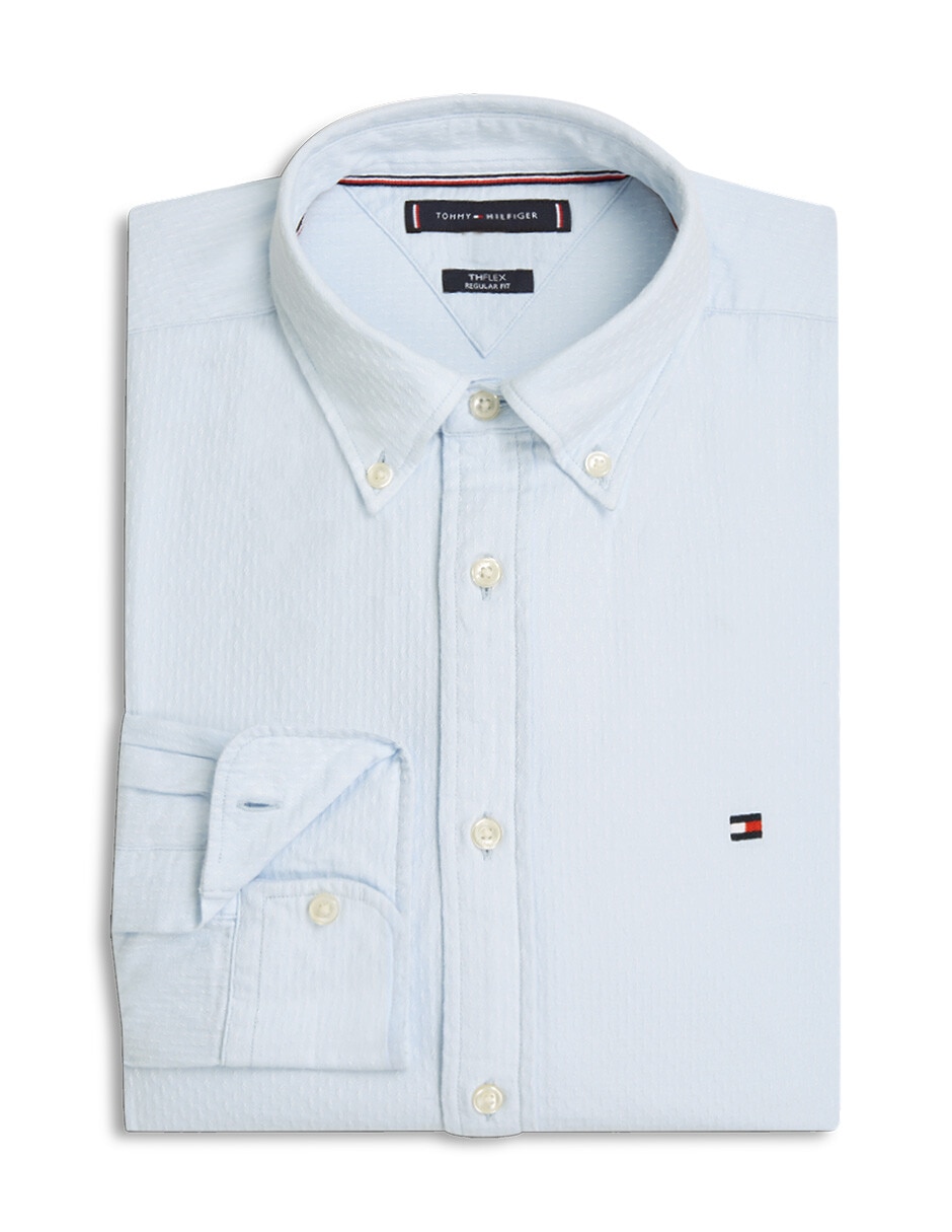 Camisa casual Hilfiger de algodón manga larga para hombre 9