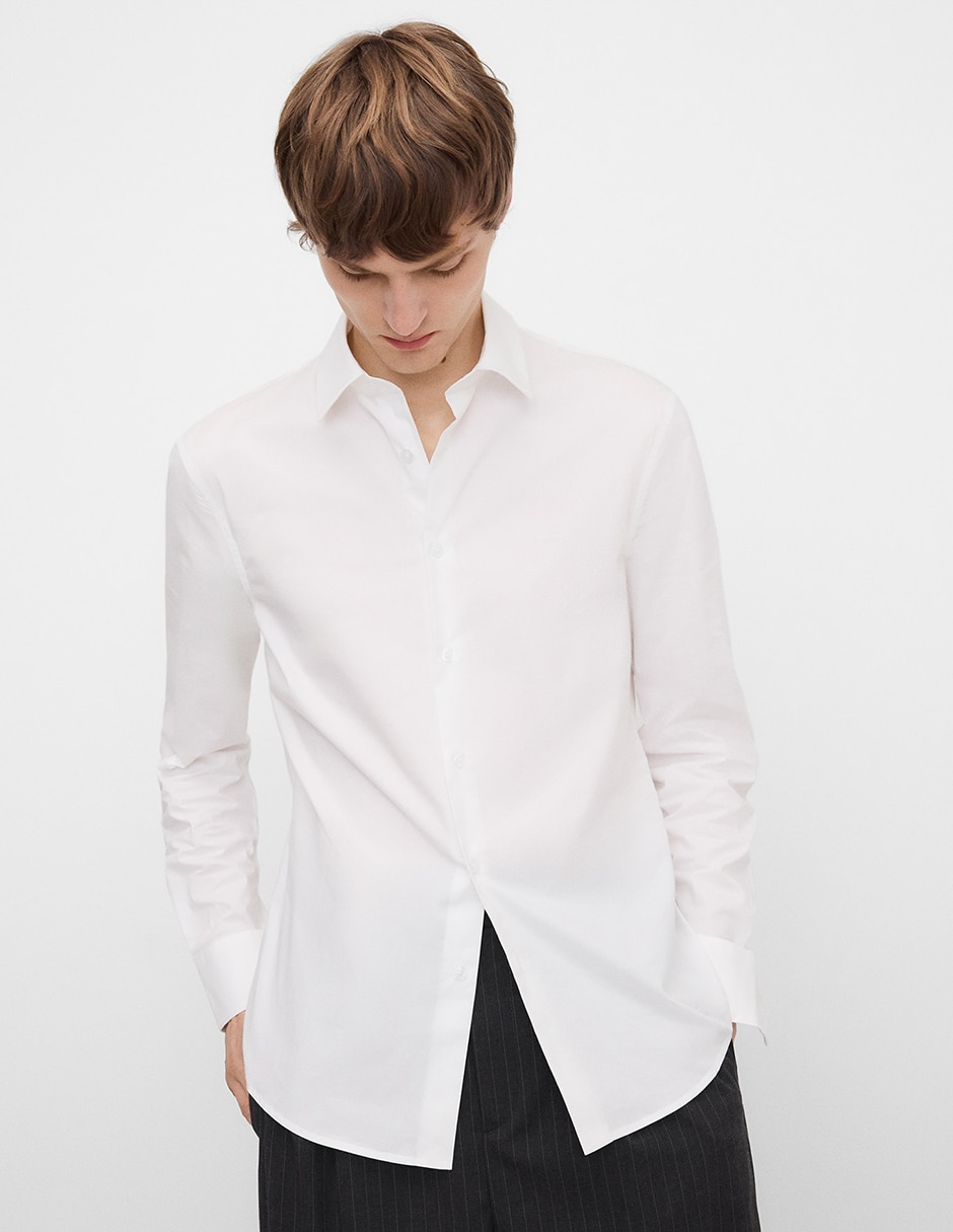 Camisa casual de algodón manga larga para hombre