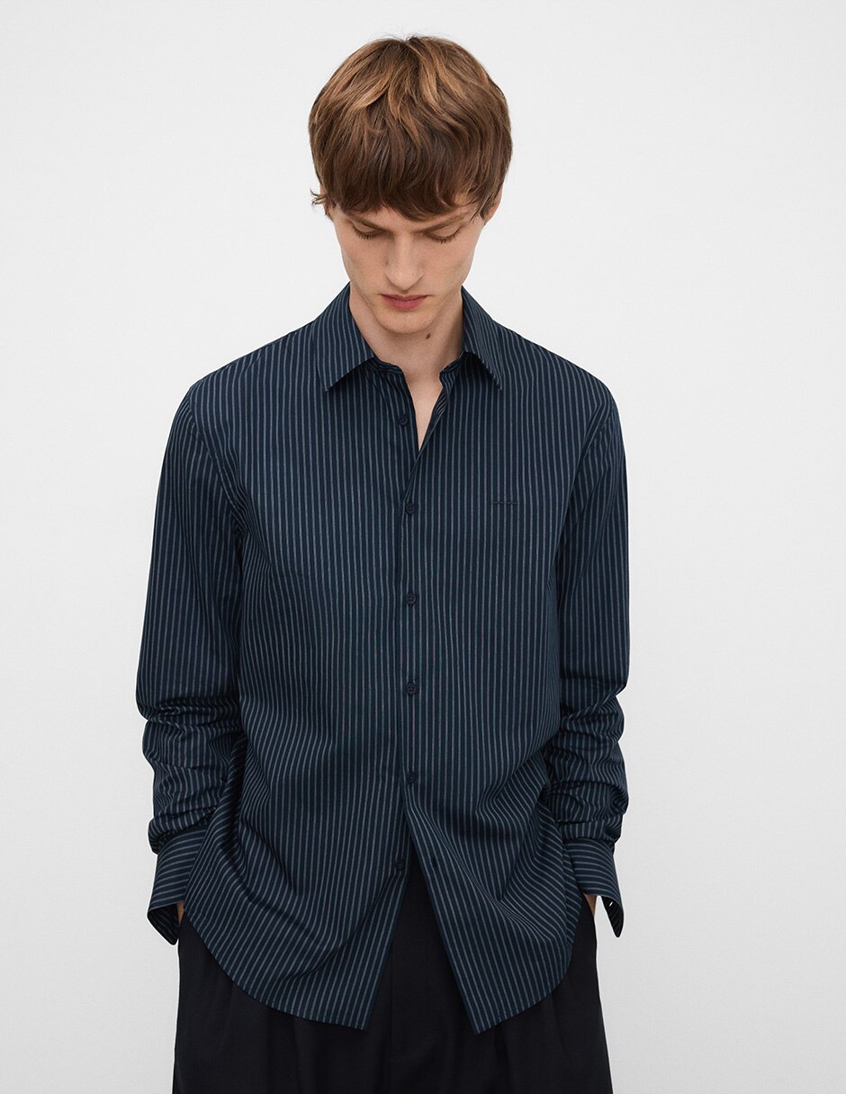 Camisa casual de algodón manga larga para hombre Camisa casual de algodón manga larga para hombre