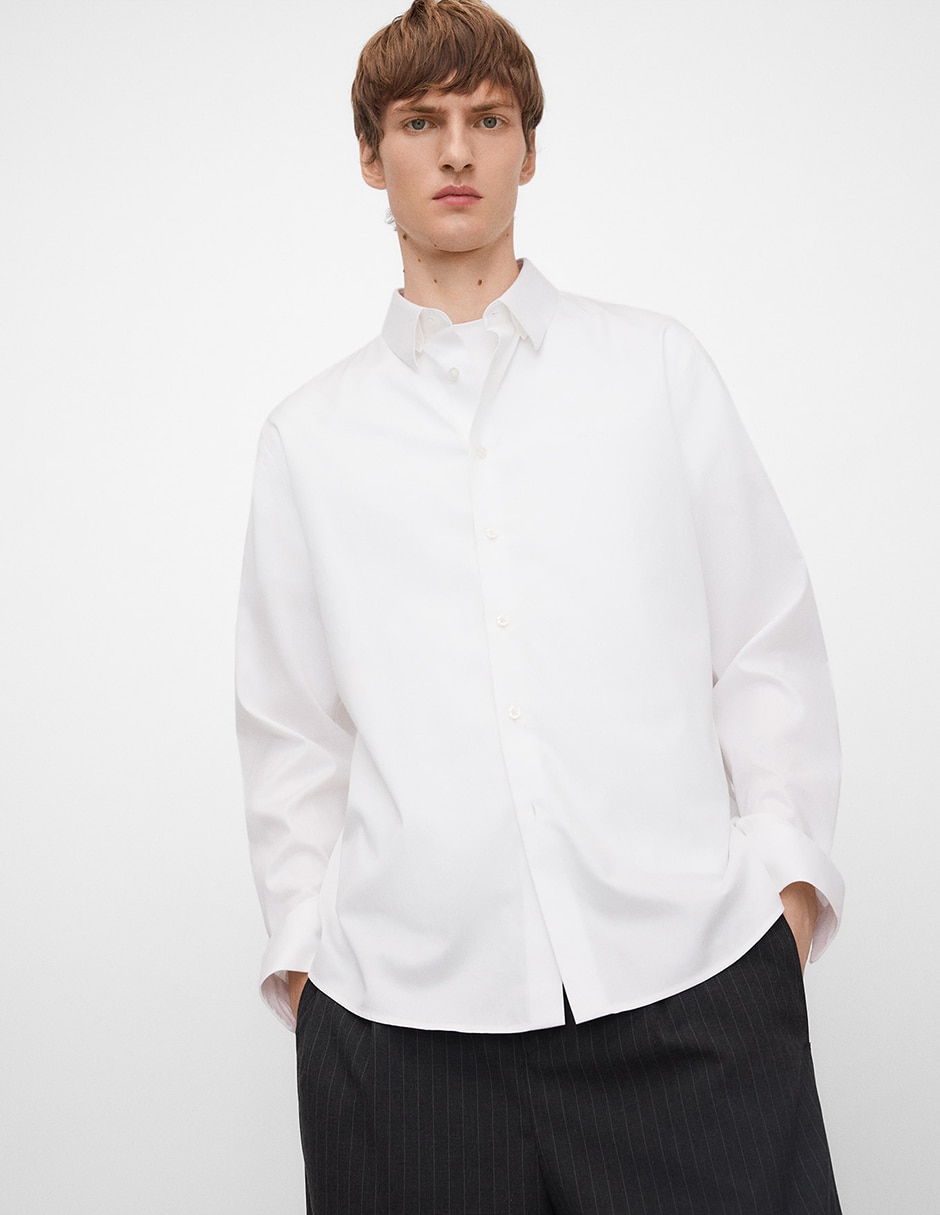 Camisa casual Adolfo Dominguez de algodón manga larga para hombre