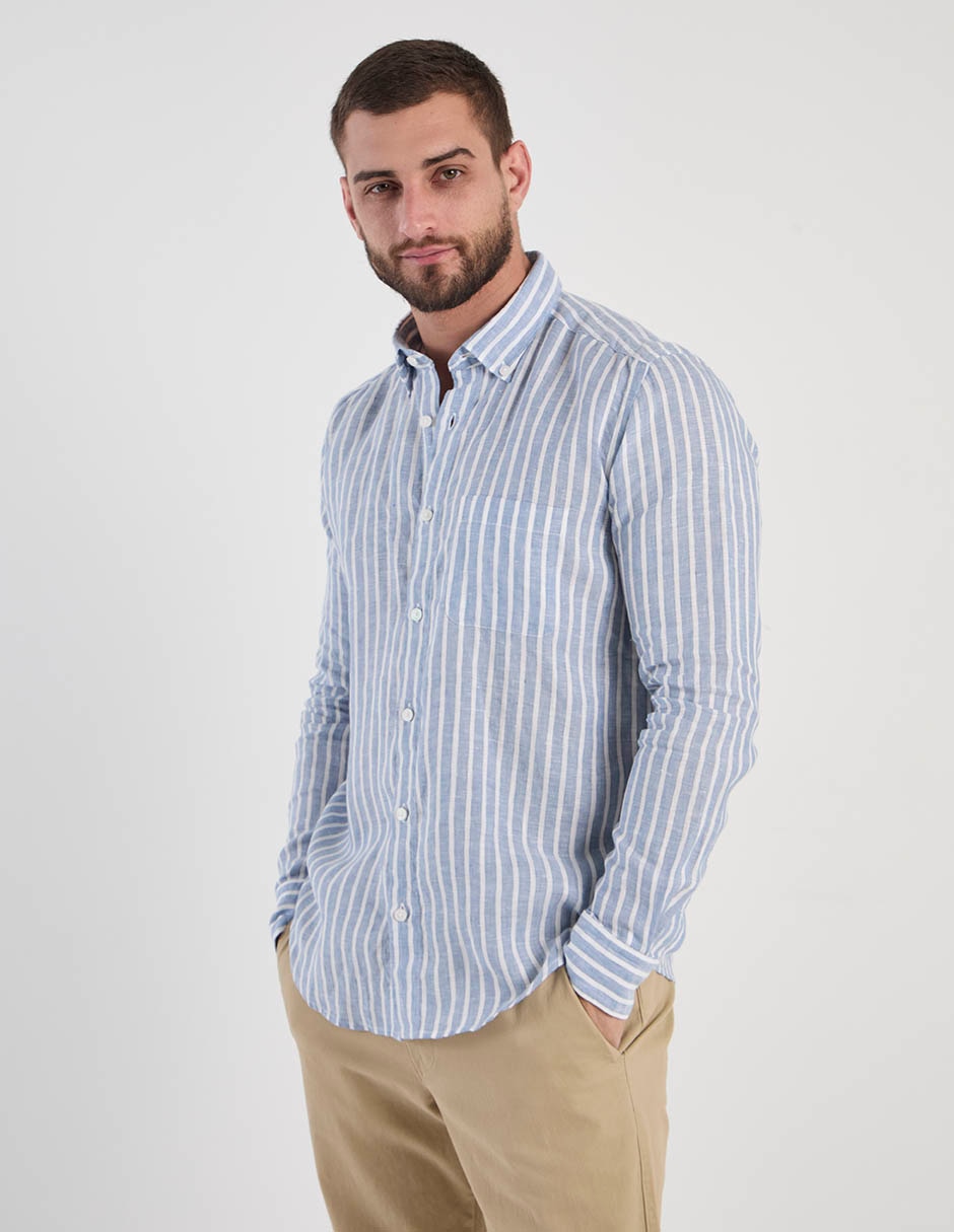 Camisa casual Scappino de lino manga larga para hombre