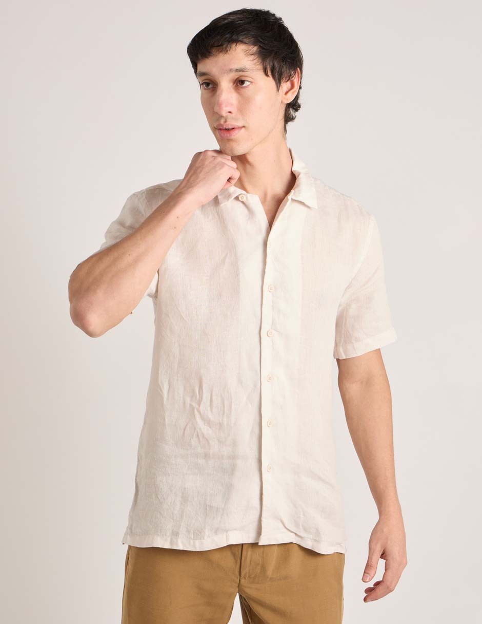 Camisa de lino manga corta para hombre 2